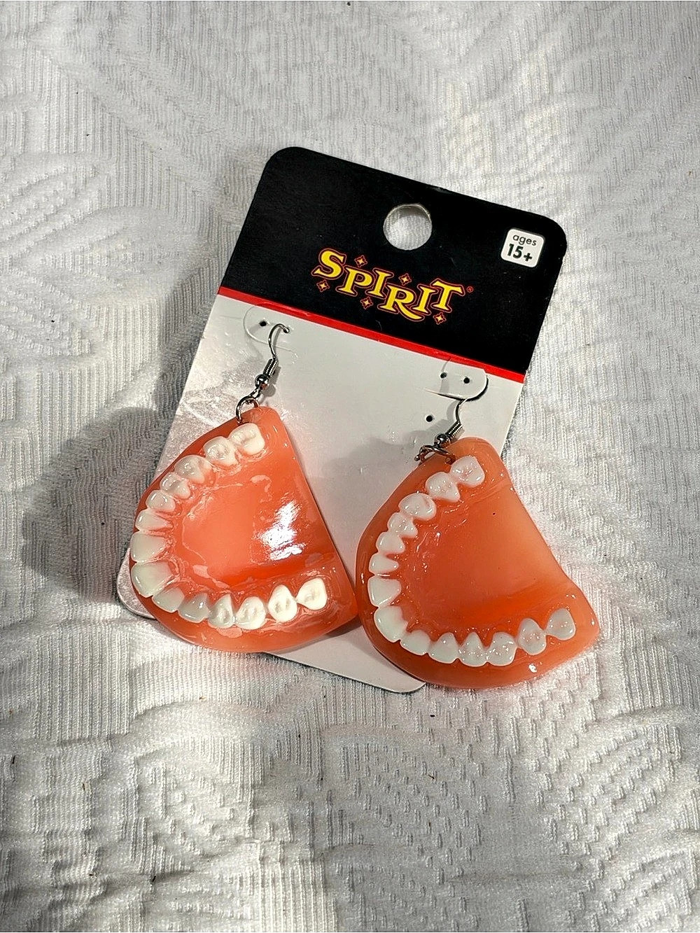 NWT Spirit Halloween Mouth Earrings in Orange & White